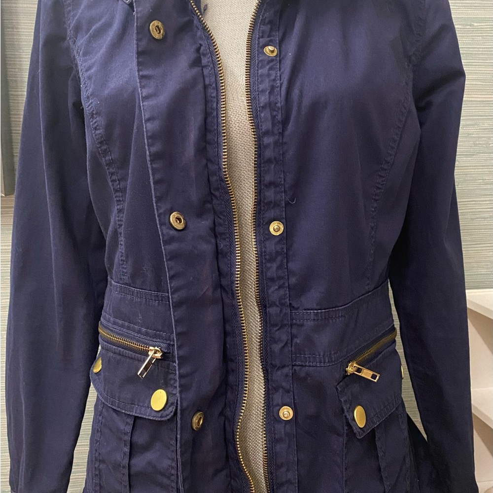 Charlotte Russe Navy Utility Jacket with Gold Details